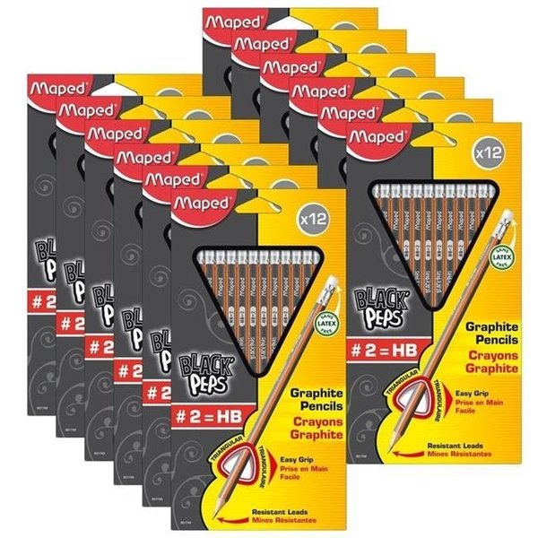 Maped Maped Helix USA MAP851749ZV-12 Peps Number 2 HB Pencils; Black - 12 Dozen MAP851749ZV-12